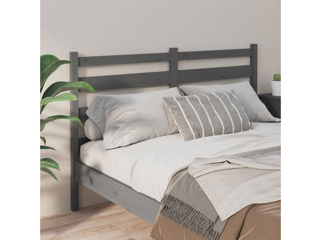 Gray Solid Wood Bed, 156 x 4 x 100 cm