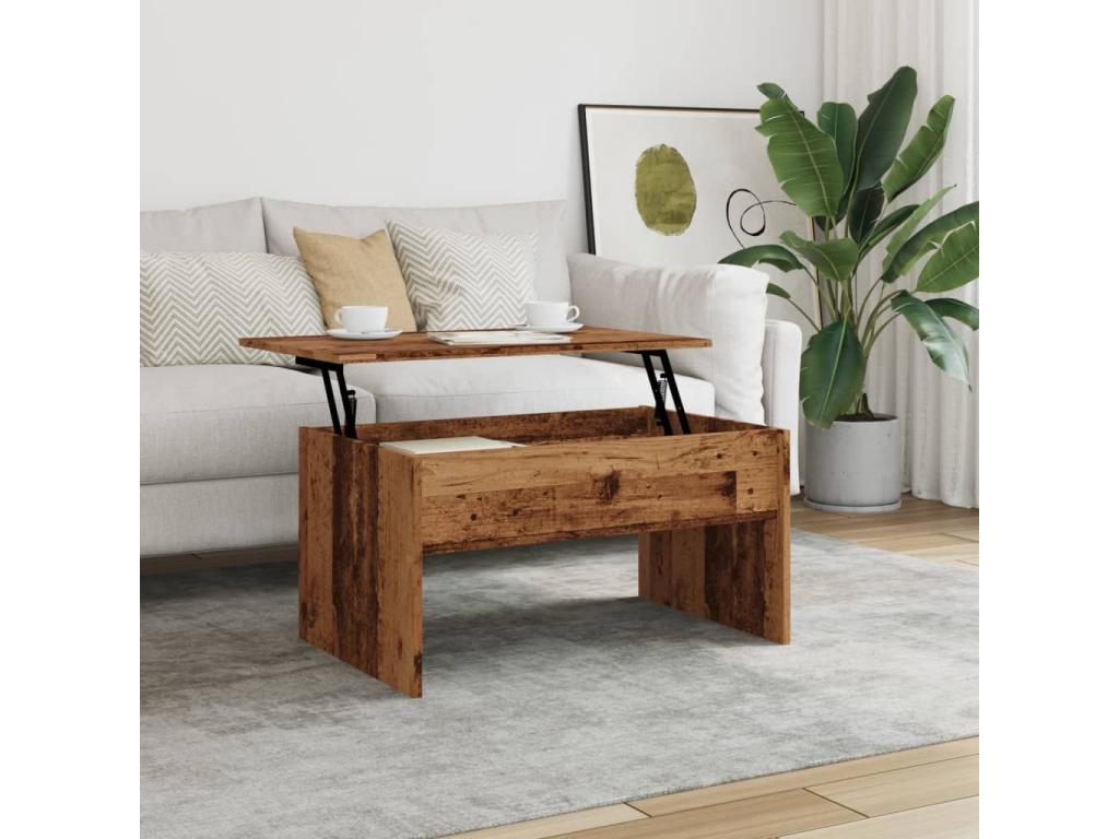 Brown Engineered Wood Coffee Table, 80 x 50.5 x 41.5 cm
