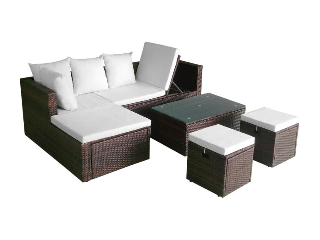 Brown Woven Resin Wicker Outdoor Furniture Set - dlz1766585519971