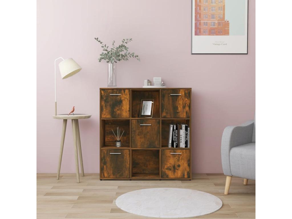 Brown Engineered Wood Bookcase, 90 x 30 x 90 cm