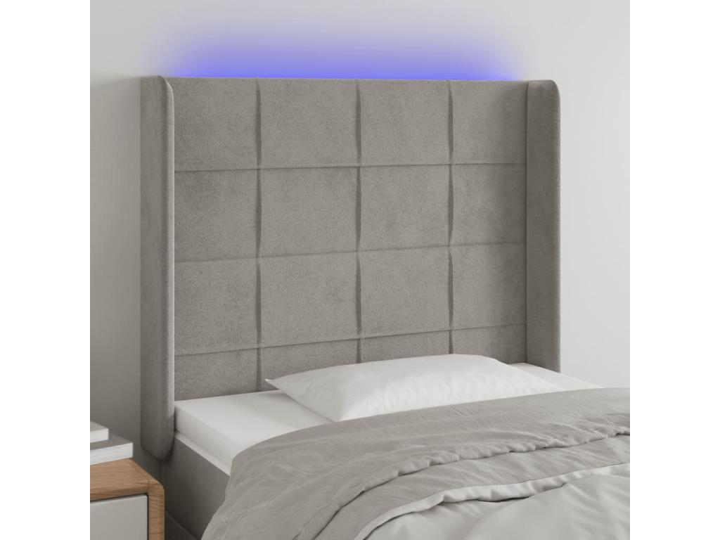 Gray Velvet Bed, 83 x 16 x 118 cm