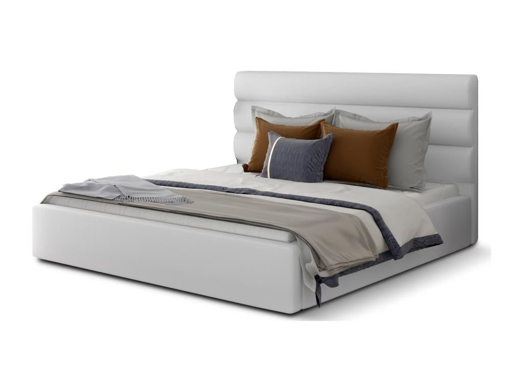 White Leather Bed, 160 x 200 cm