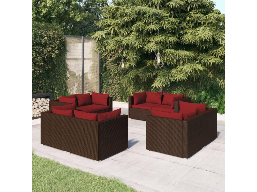 Brown Woven Resin Wicker Outdoor Furniture Set - dlz1766585755490
