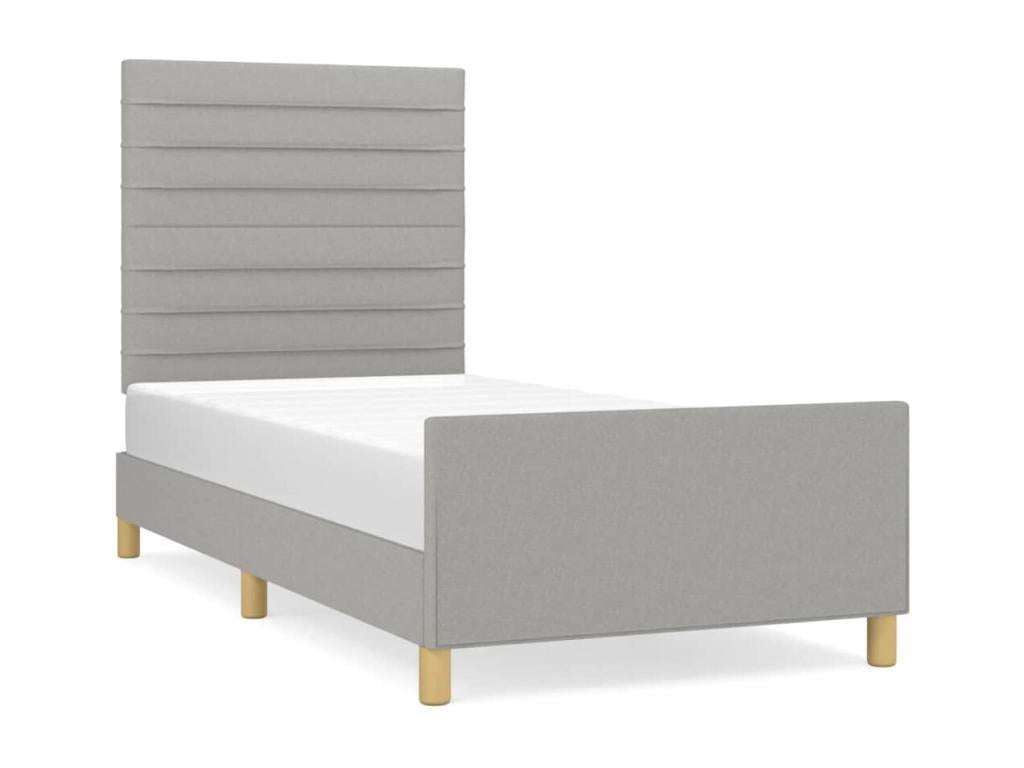 Gray Fabric Bed Frame, 90 x 190 cm