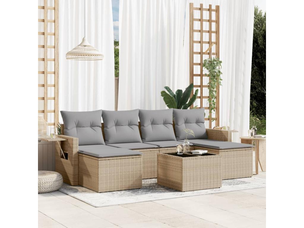 Beige Woven Resin Wicker Outdoor Furniture Set - dlz1766585854101