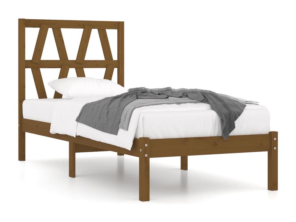 Brown Pine Wood Bed Frame, 100 x 200 cm - dlz1766585648829