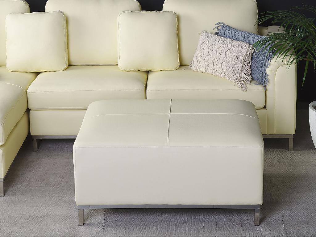 Beige Leather Ottoman