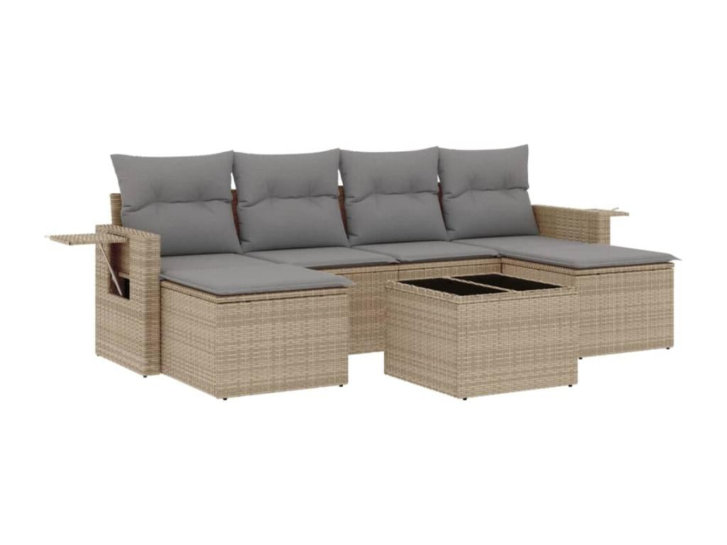 Beige Woven Resin Wicker Outdoor Furniture Set - dlz1766585854101