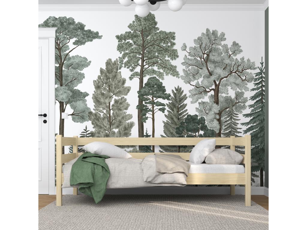 Natural Pine Wood Bed, 100 x 180 cm