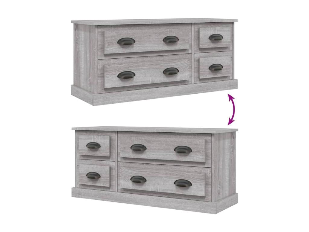 Gray Engineered Wood TV Stand, 100 x 35.5 x 45 cm