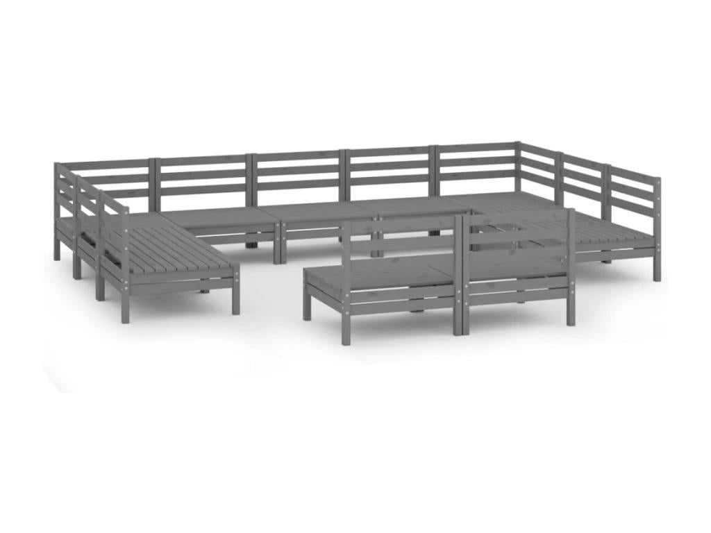 Gray Pine Wood Outdoor Furniture Set - dlz1766585958725