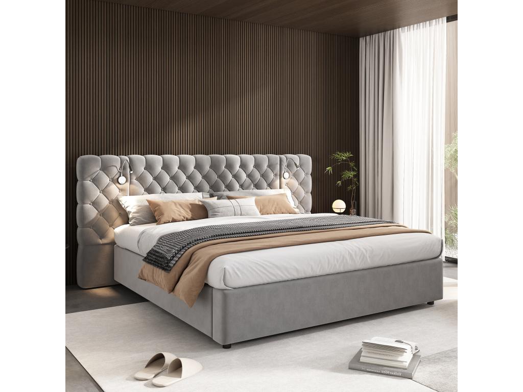 Gray Velvet Mattress, 160 x 200 cm - dlz1766586025695