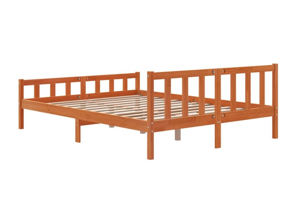 Brown Pine Wood Bed Frame, 150 x 200 cm