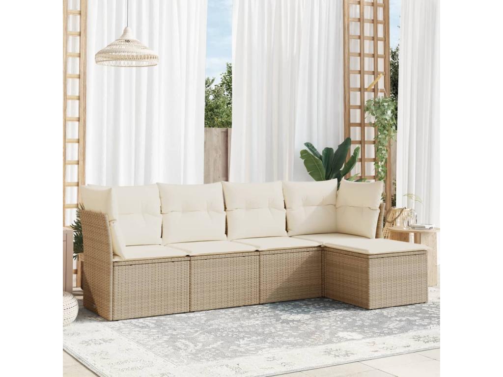 Beige Woven Resin Wicker Outdoor Furniture Set - dlz1766585997804