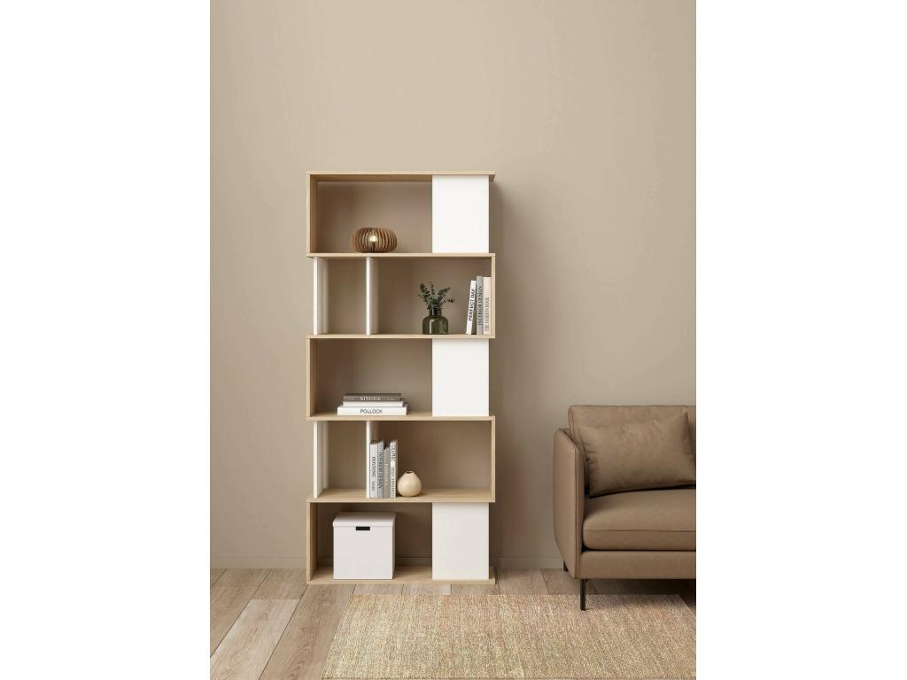 Beige Oak Wood Bookcase, 80 x 30 cm