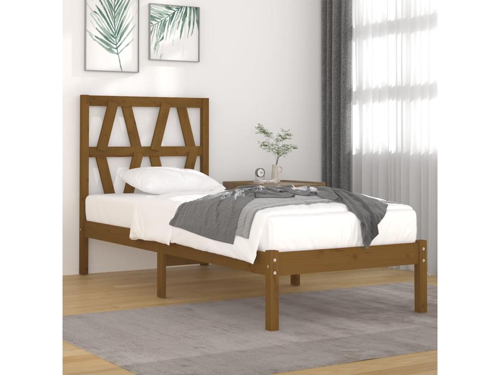 Brown Pine Wood Bed Frame, 100 x 200 cm - dlz1766585648829