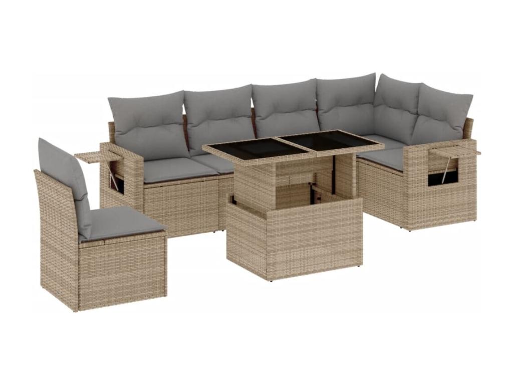 Beige Woven Resin Wicker Outdoor Furniture Set - dlz1766585554043