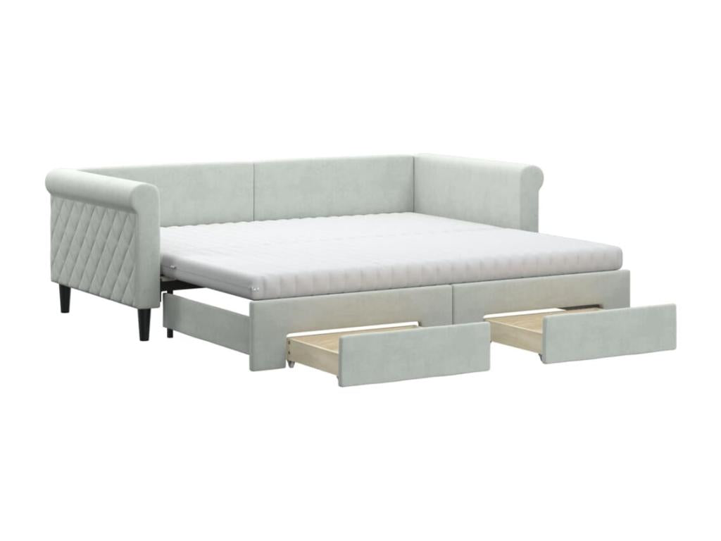 Gray Velvet Bed, 90 x 190 cm