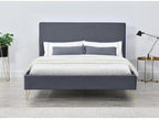 Gray Velvet Bed Frame, 160 x 200 cm