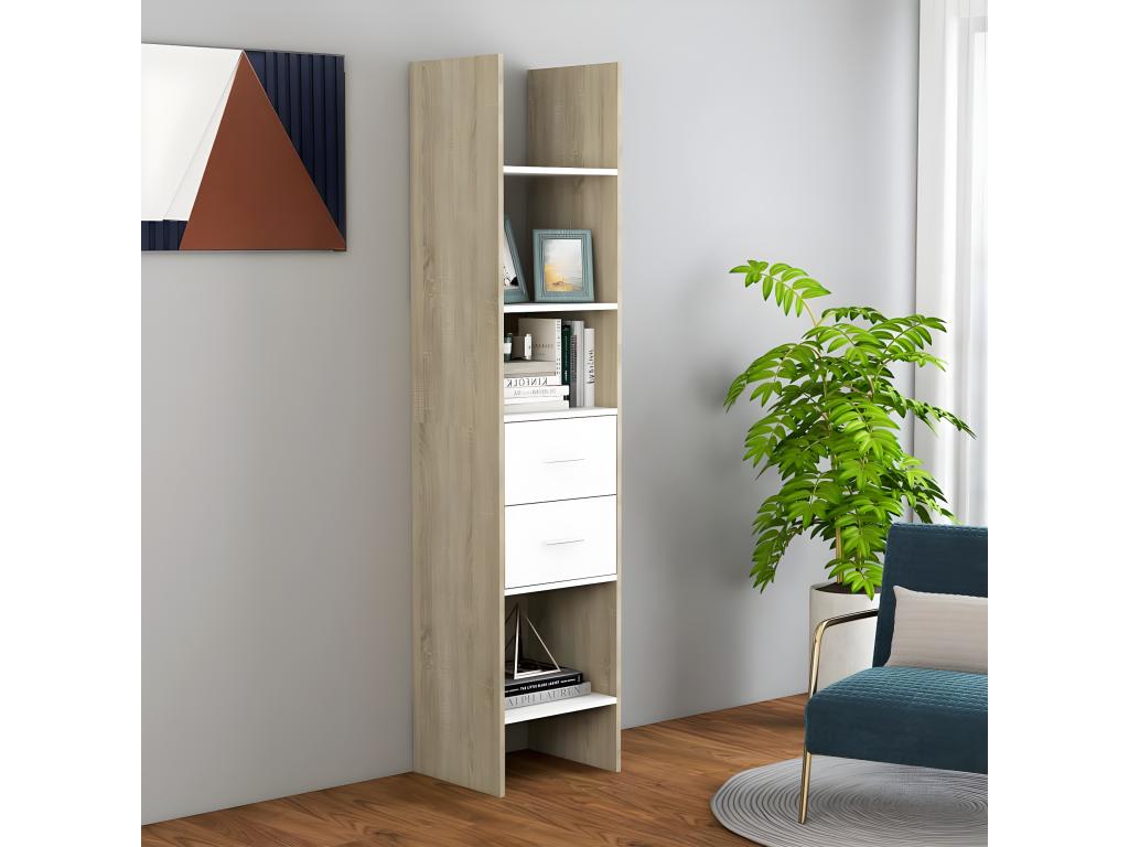 White Oak Wood Bookcase, 40 x 35 x 180 cm