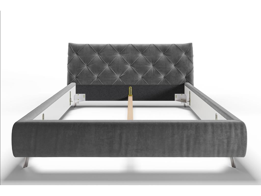 Gray Velvet Bed - dlz1766585753581