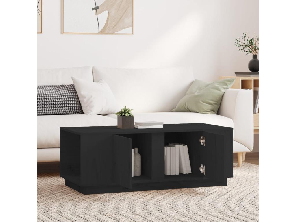 Black Solid Wood Coffee Table, 110 x 50 x 40 cm