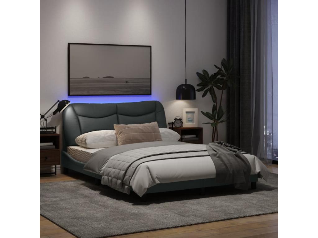 Gray Fabric Bed Frame, 140 x 190 cm