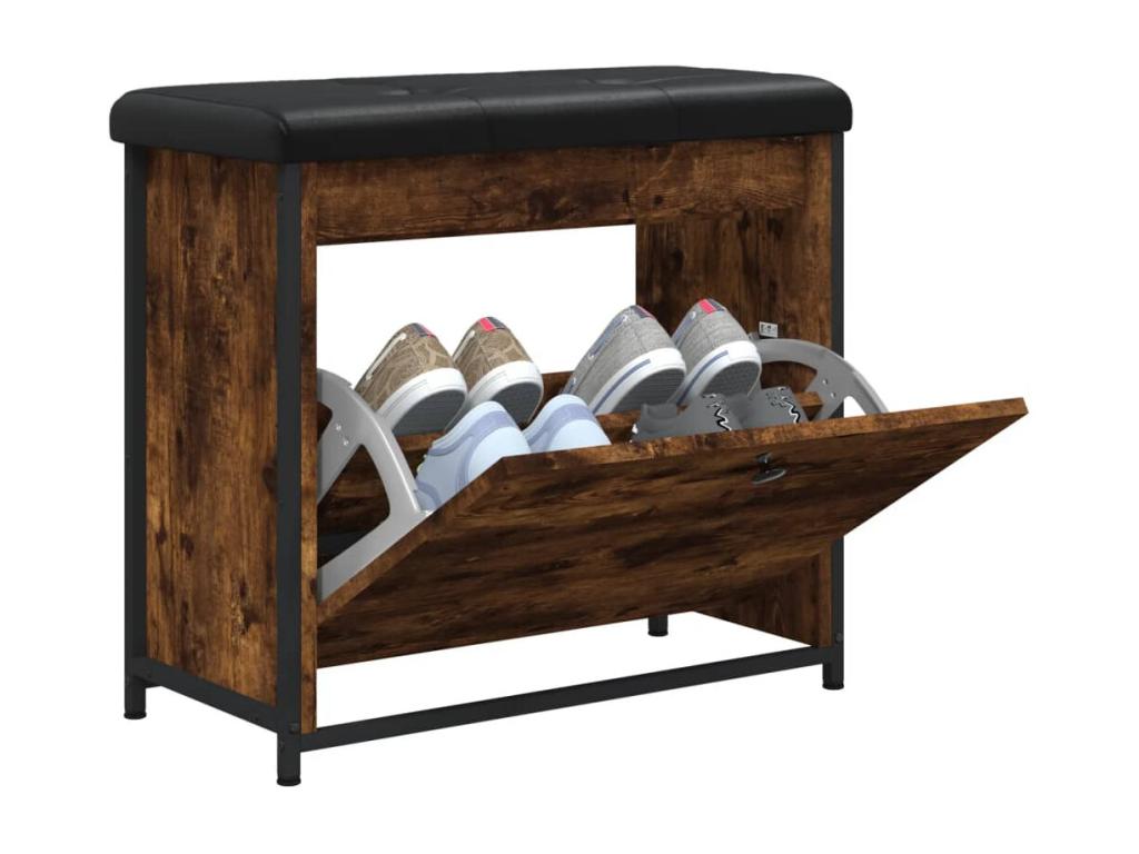 Brown Oak Wood Bench, 62 x 32 x 56 cm