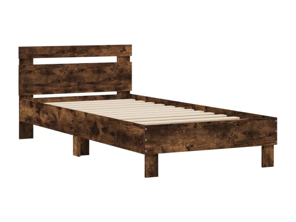Brown Oak Wood Bed Frame, 100 x 200 cm - dlz1766585692664