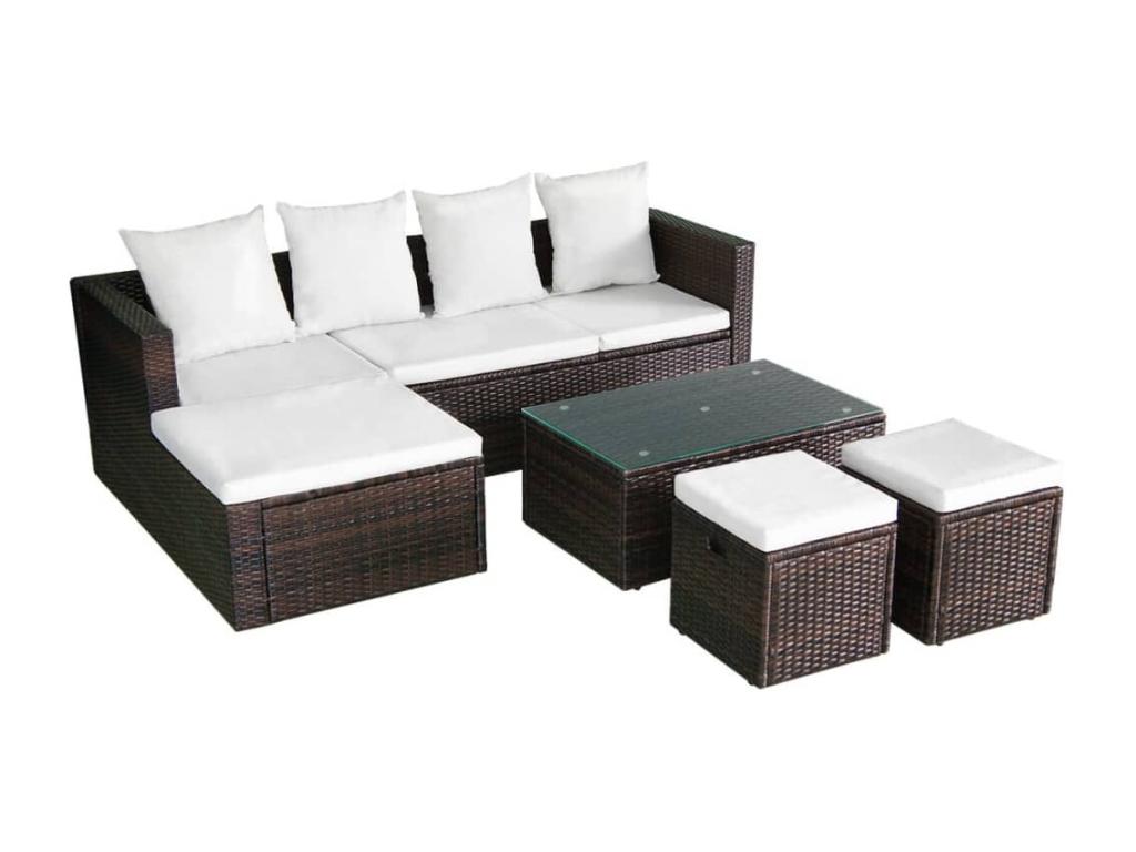 Brown Woven Resin Wicker Outdoor Furniture Set - dlz1766585519971