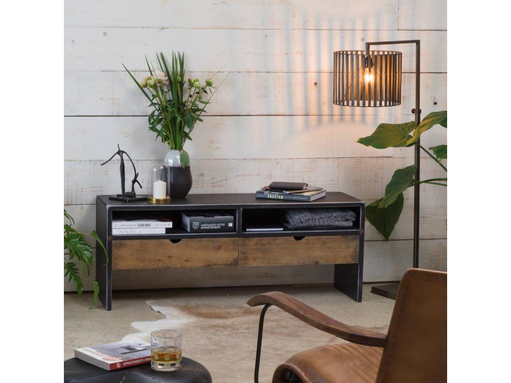 Black Solid Wood TV Stand