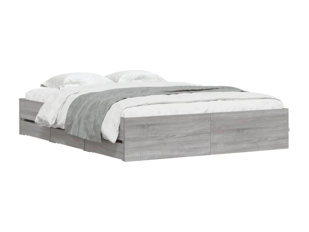 Gray Engineered Wood Bed Frame, 140 x 200 cm