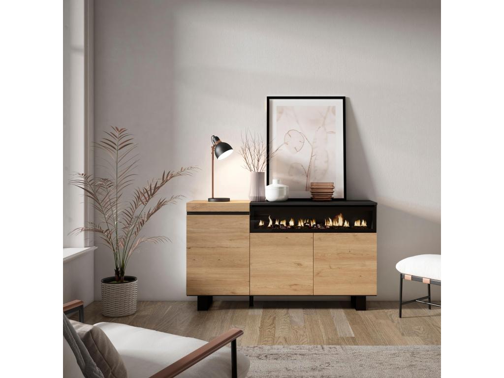 Natural Oak Wood Sideboard, 150 x 87 x 35 cm