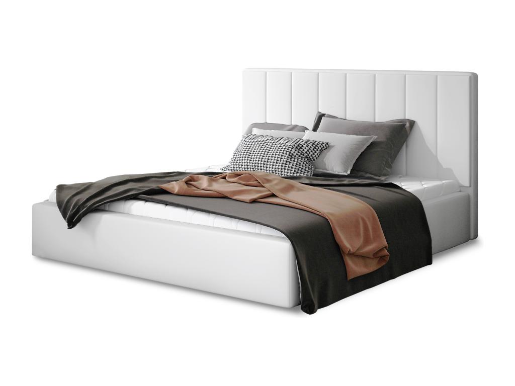 White Leather Bed, 140 x 200 cm