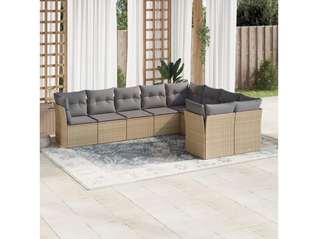 Beige Woven Resin Wicker Outdoor Furniture Set - dlz1766585259269