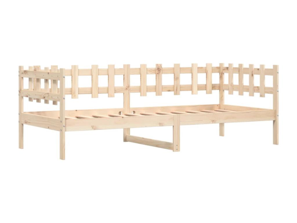 Natural Pine Wood Bed, 90 x 200 cm