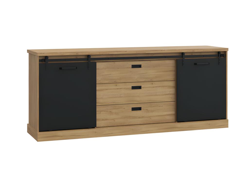 Brown Oak Wood Sideboard