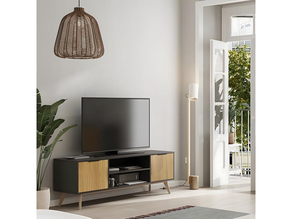 Natural Pine Wood TV Stand