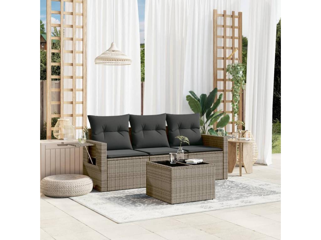 Gray Woven Resin Wicker Outdoor Furniture Set
