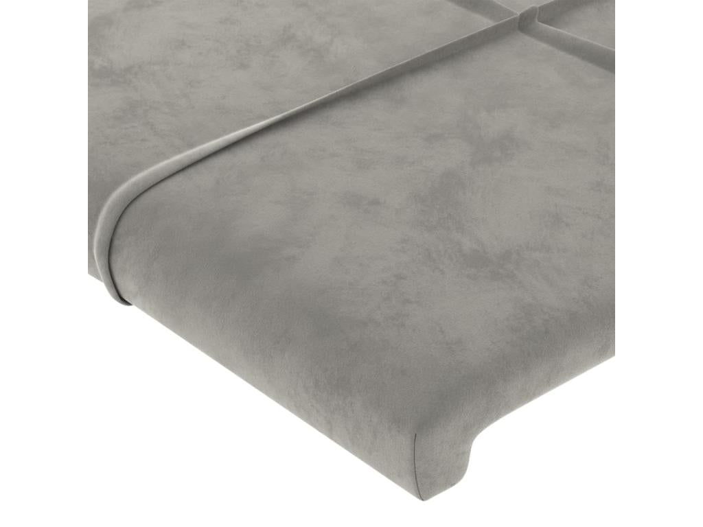 Gray Velvet Bed, 203 x 16 x 78 cm