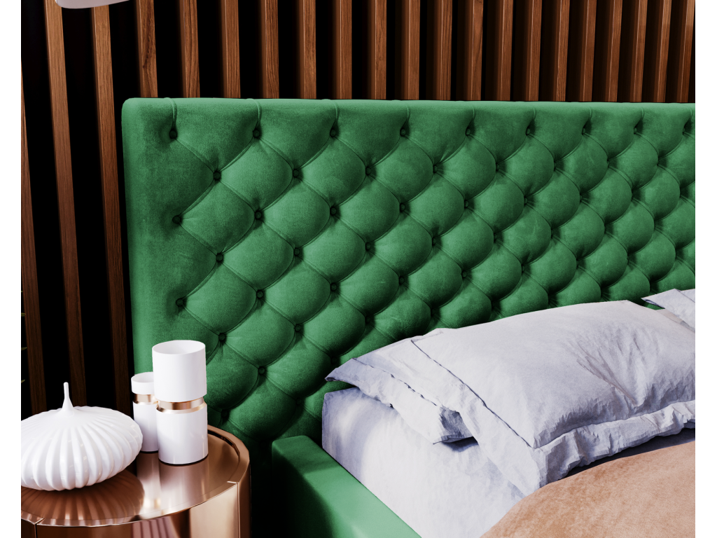 Green Velvet Bed, 160 x 200 cm