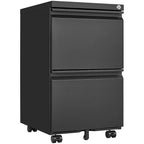 2 Drawer File Cabinet with Lock, Metal Mobile Filing Cabinet