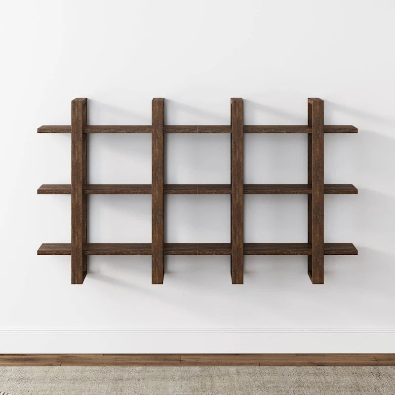 Nathan James Benji Floating Wall Book Shelves, 3-Tier Display Shelf, Decorative Modular Shelf in Solid Wood