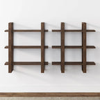 Nathan James Benji Floating Wall Book Shelves, 3-Tier Display Shelf, Decorative Modular Shelf in Solid Wood