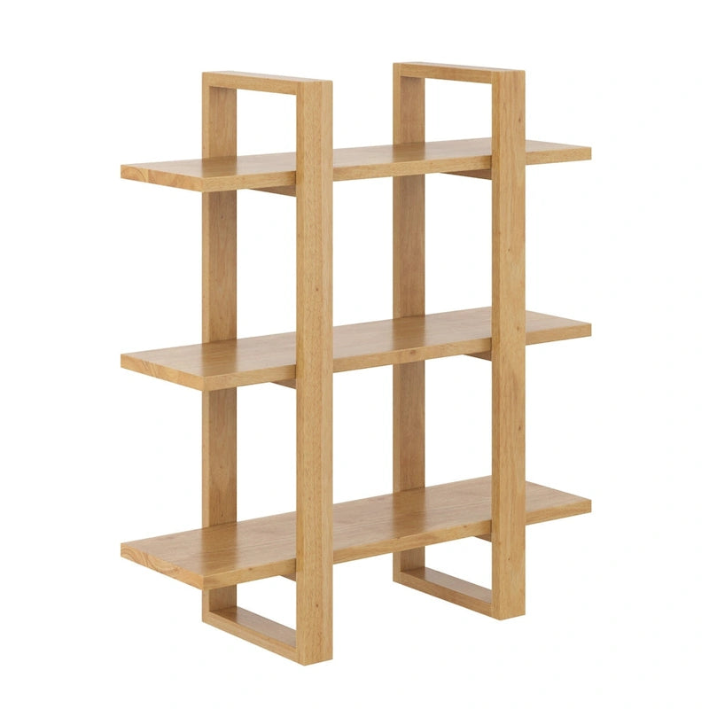 Nathan James Benji Floating Wall Book Shelves, 3-Tier Display Shelf, Decorative Modular Shelf in Solid Wood