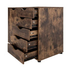 5-Drawer Wood Storage Dresser Cabinet with Wheels - Craft Organizer and Makeup Drawer Unit for Closet and Bedroom