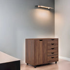 5-Drawer Wood Storage Dresser Cabinet with Wheels - Craft Organizer and Makeup Drawer Unit for Closet and Bedroom