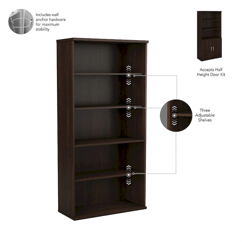Hybrid Tall 5 Shelf Bookcase by Bush Business Furniture