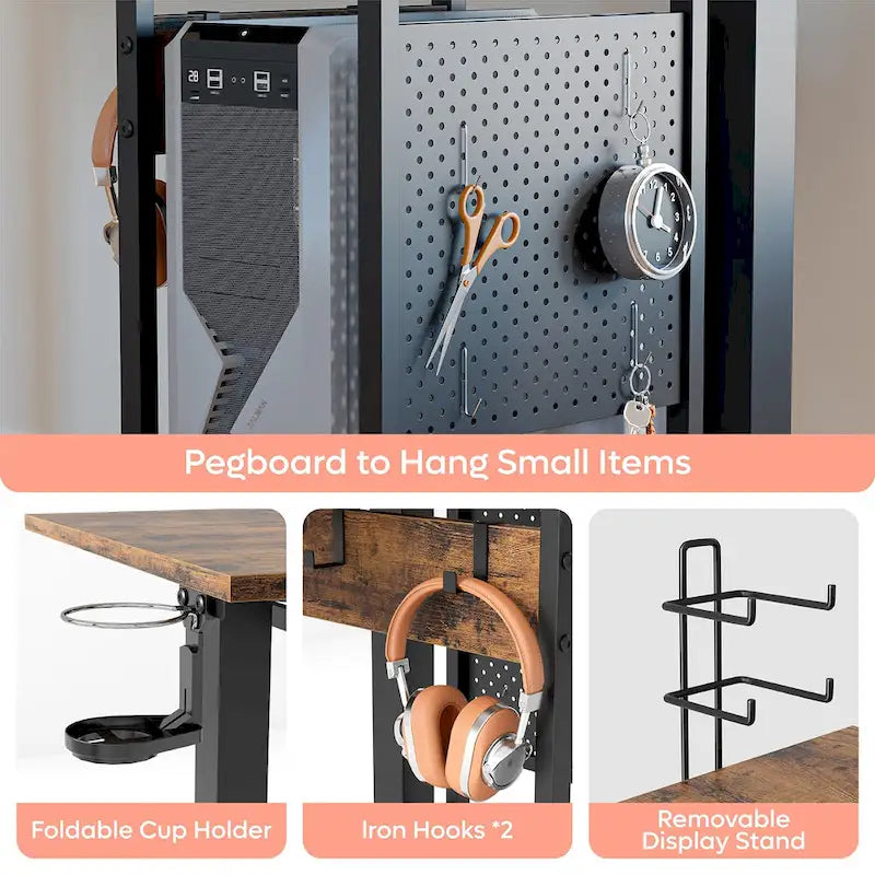 57 inch Electric Standing Desk Adjustable Height L Shaped Desk with Keyboard Tray and Host Shelf