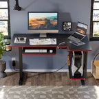 57 inch Electric Standing Desk Adjustable Height L Shaped Desk with Keyboard Tray and Host Shelf